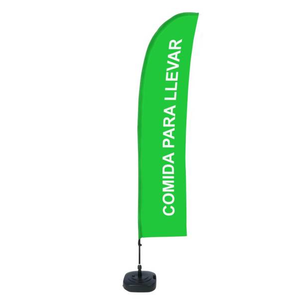 Beach Flag Budget Wind Complete Set Take Away Green Spanish ECO